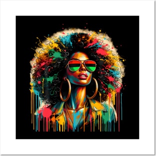 Juneteenth Black Womens Queen Afro African Melanin Dripping Posters and Art